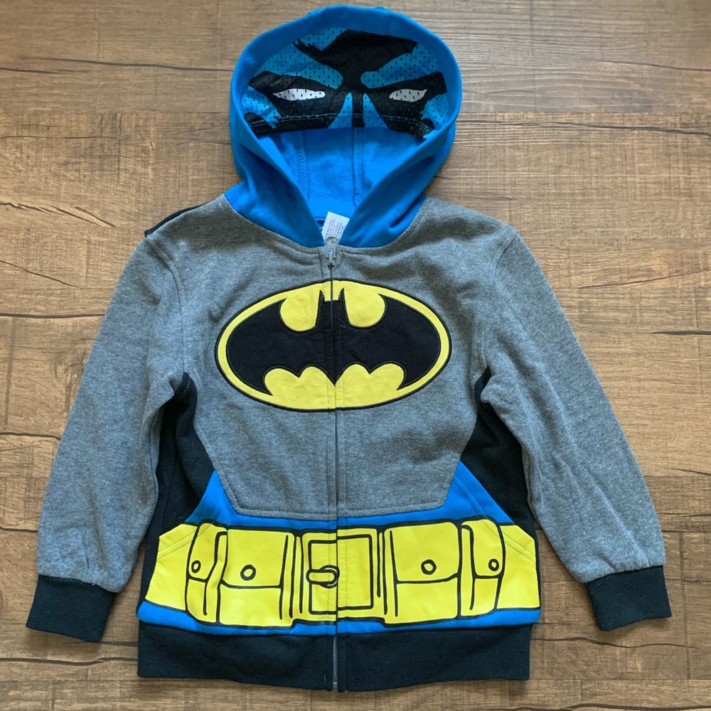 Kids Batman blue suit hoodie w/zip & eye mask